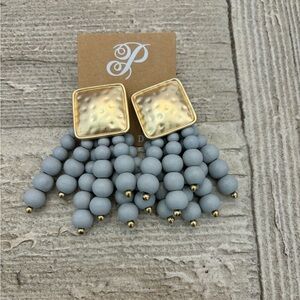 Plunder Gold and Gray Beaded Earrings